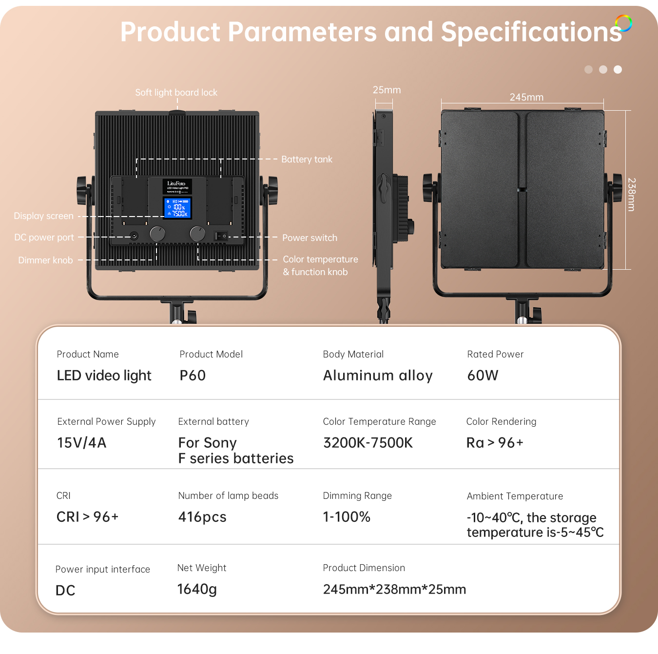 LED Photography Light P60