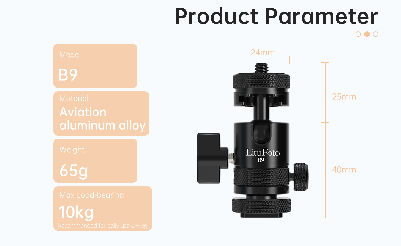 Dual-lock Dual-use Multipurpose Metal ballhead B9