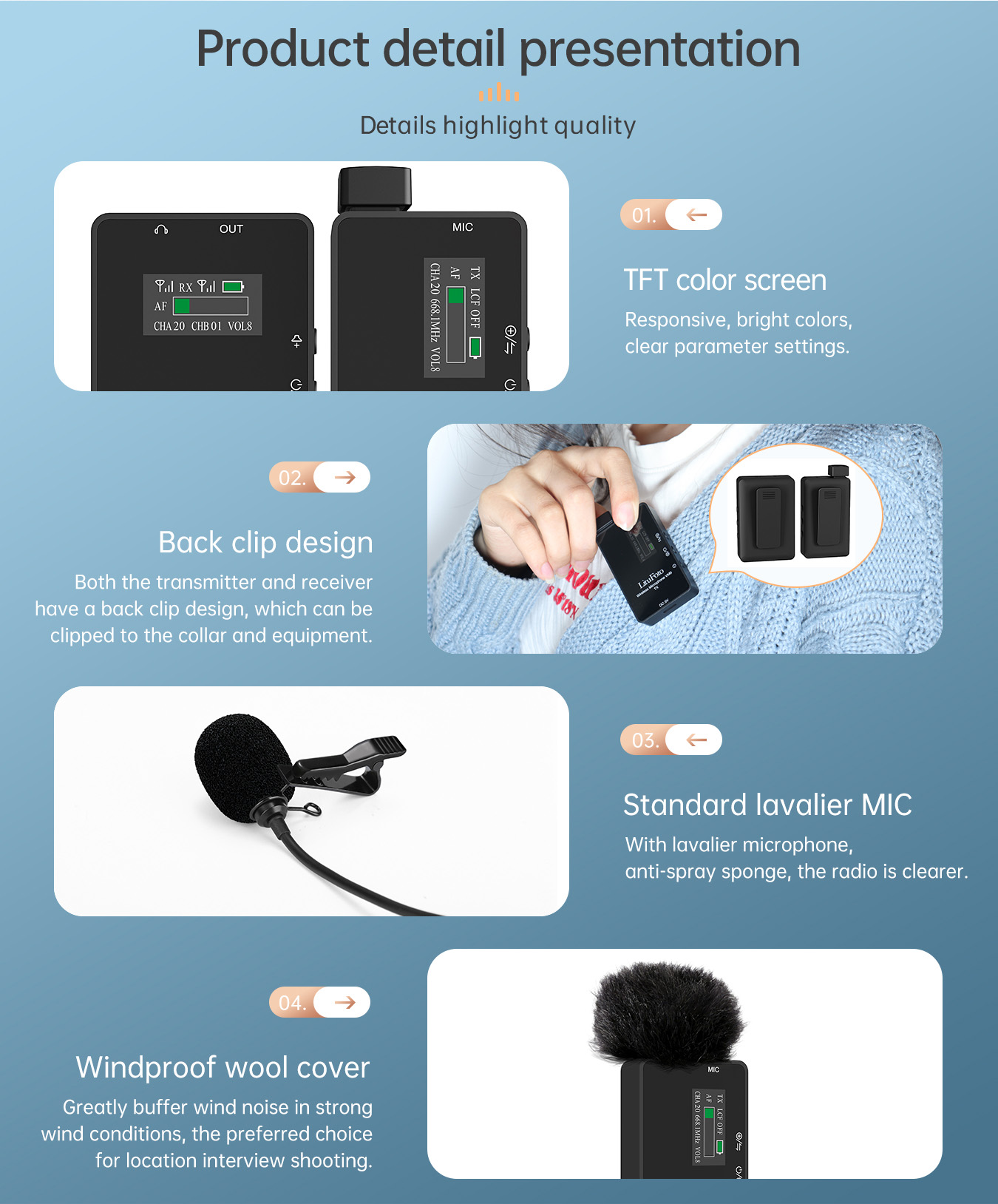 Wireless Lavalier Monitor Microphone VM9