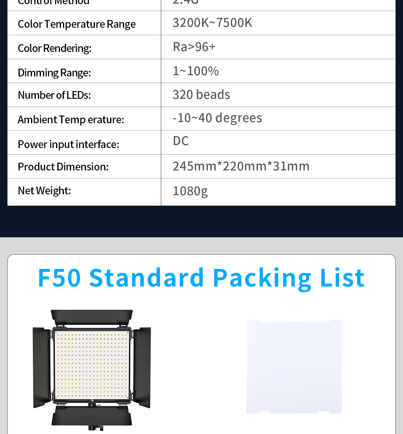 LED Photography Light F50