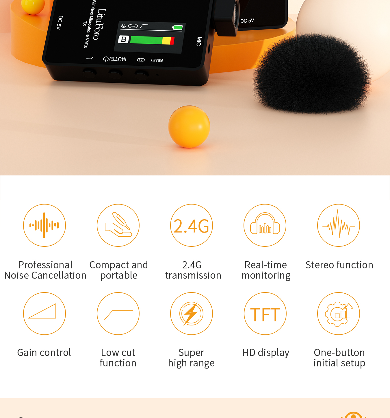 Wireless Lavalier Monitor Microphone VM10