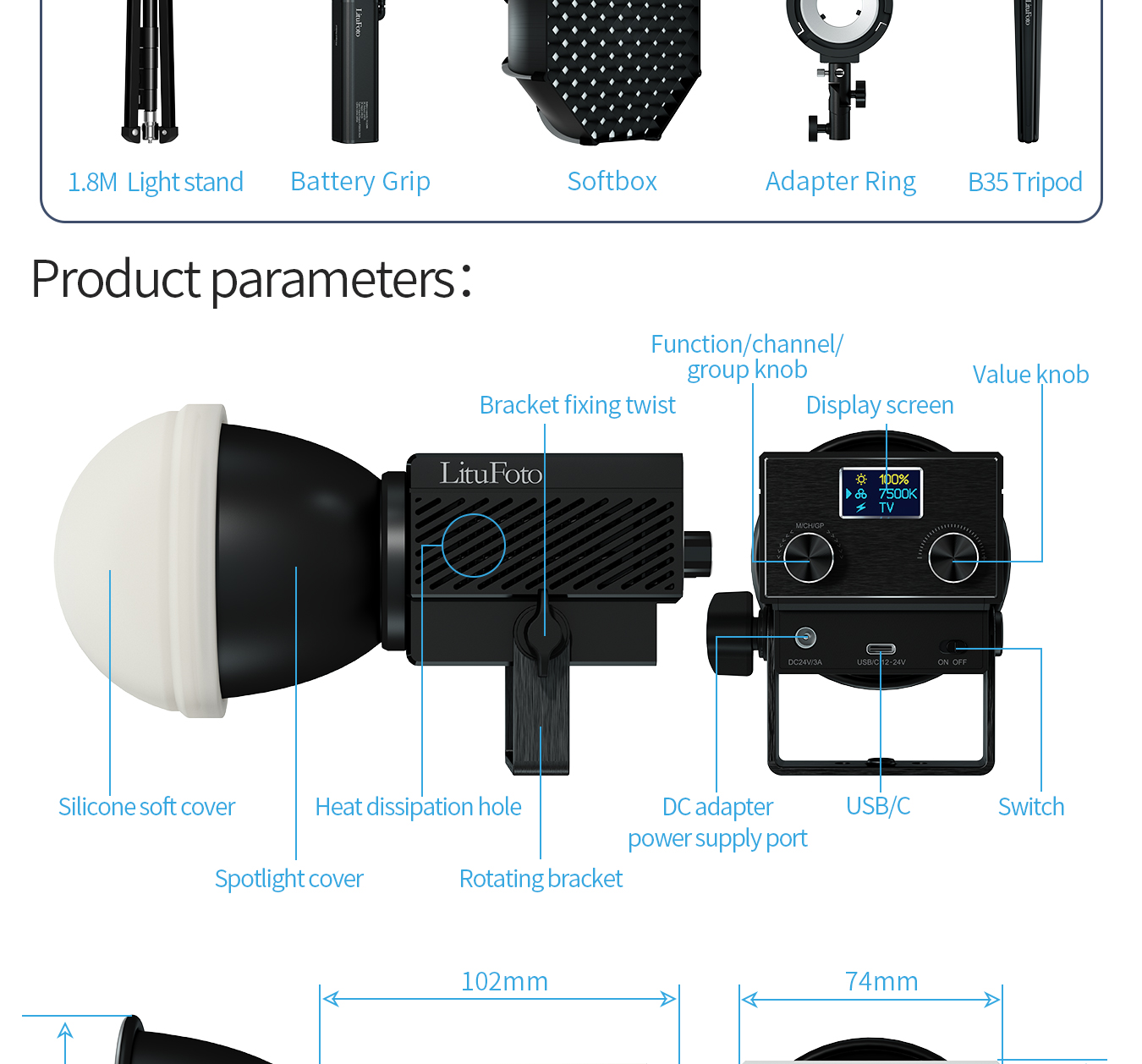 COB Photographic Video Light U8