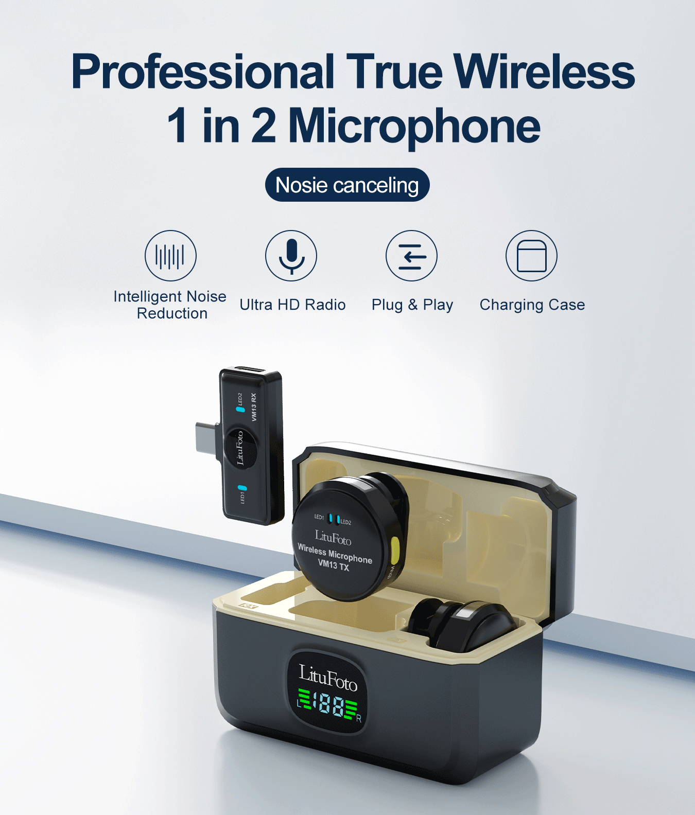 Professional True Wireless 1 in 2 Microphone VM13