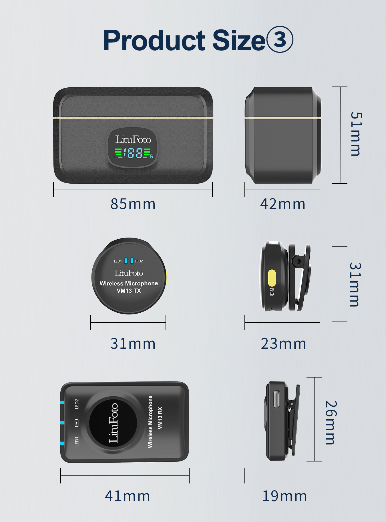 Professional True Wireless 1 in 2 Microphone VM13