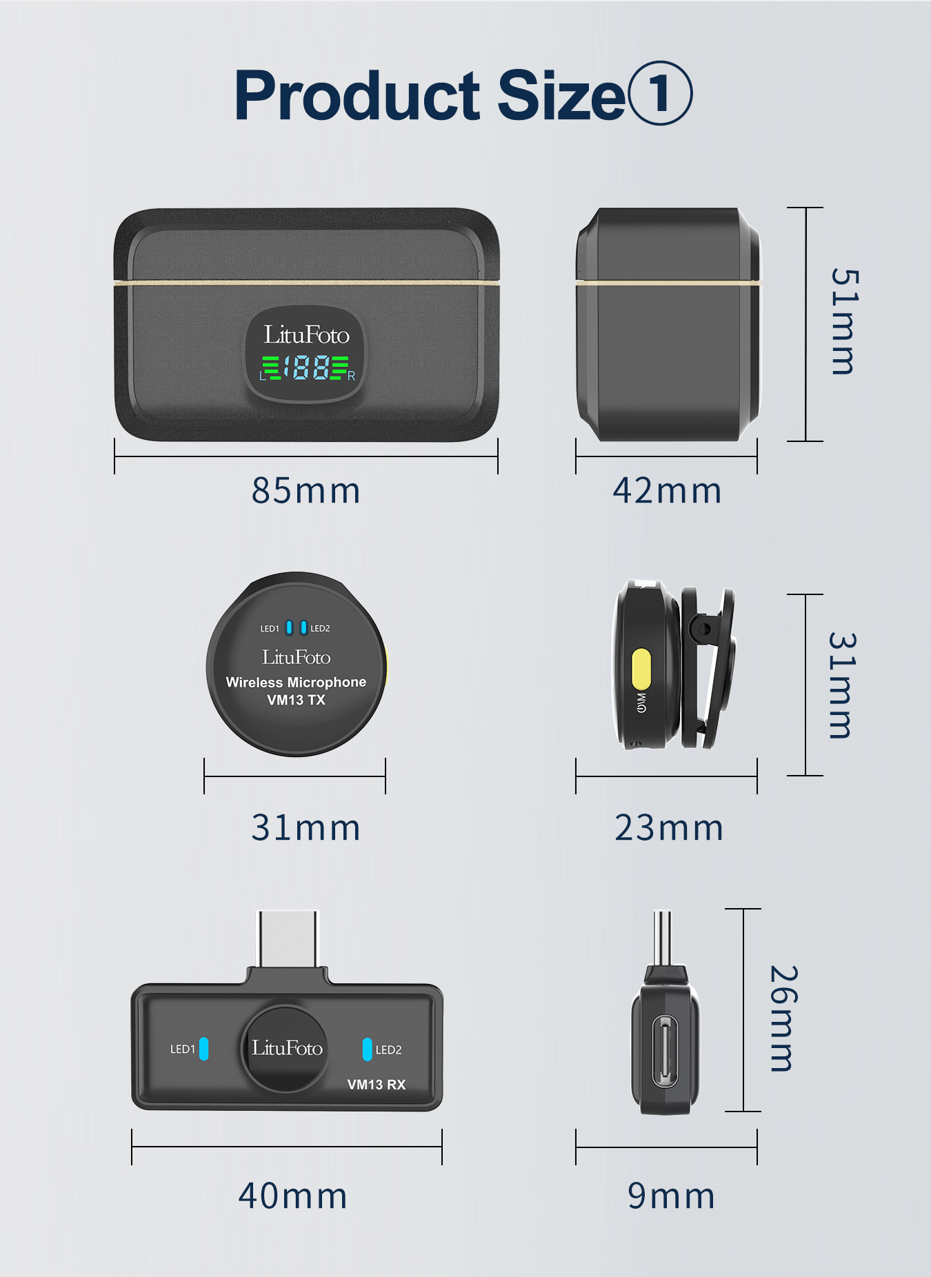 Professional True Wireless 1 in 2 Microphone VM13