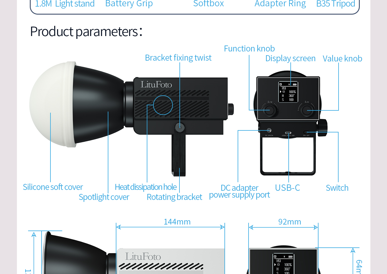 RGB Built-in Battery Fill Light U9r